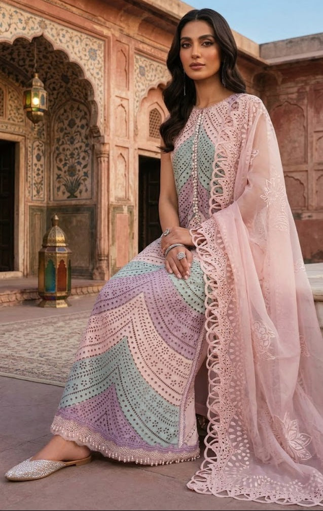 Zahra Zimal Summer: Schiffli Embroidered Swiss Lawn 3-Piece Unstiched